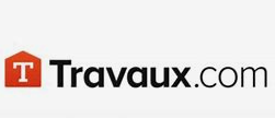 travaux.com Logo de Travaux.com avec une maison stylisée et le texte en noir.